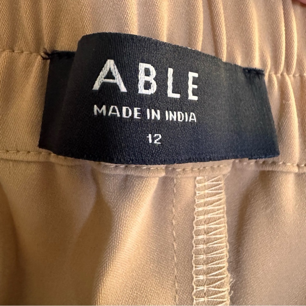NWT ABLE Claire Crepe Wide Leg Pant in "Camel" Tan Size 12 - Picture 9 of 15